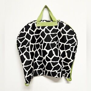 Trendy Boutique Stylish Black White Lime Green Giraffe Print Travel Garment Bag
